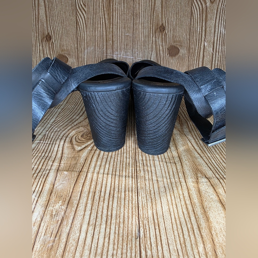 KORKS by Kork Ease Black Leather‎ / Suede Chunky Block Heel Platform Size 9 - Picture 5 of 11